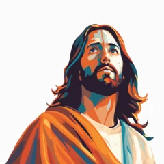 Fotobehang Jesus Christ vector art style cartoon illustration © vector