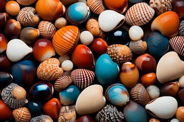 Seashell texture wallpaper in blue, orange, brown and many more colors