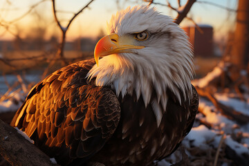 The American eagle Haliaeetus leucocephalus also known as the bald eagle white headed eagle white headed eagle