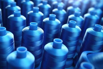 Fototapeta premium Blue coils with threads in production