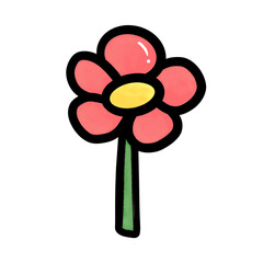 Cute pink flower hand drawn illustration