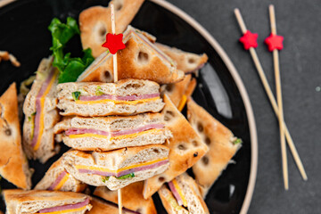 sandwich ham cheese pork beef meat plate snack fresh eating cooking appetizer meal food snack on the table copy space