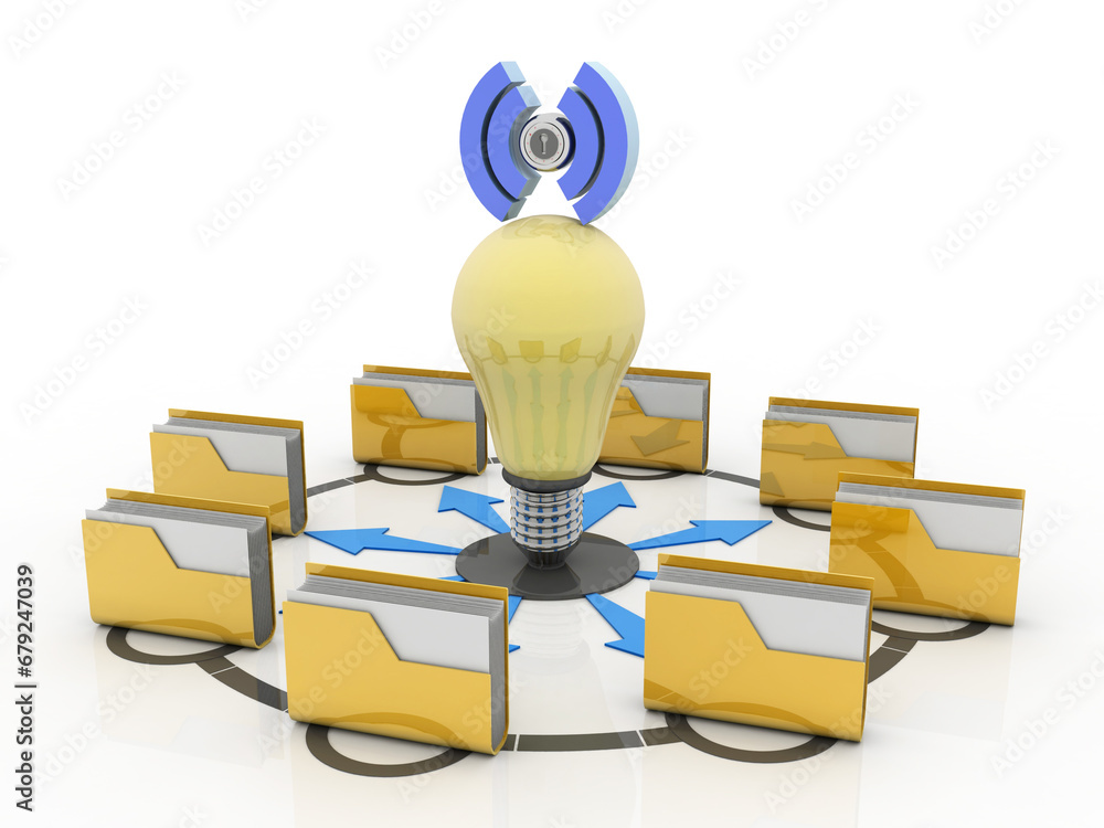Aufkleber 3d rendering documents copying one file to another with cfl bulb