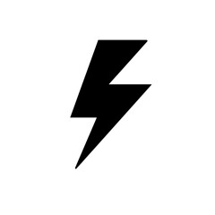 black lightning bolt icon sign isolated on white transparent background power electric electricity vector illustration