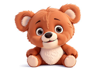 Obraz premium Cute little bear cartoon on white background
