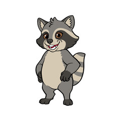 Adorable Cartoon Raccoon: Cute Wildlife Illustration with Funny Character Design in Vector Art