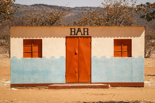 Small coffee shop located along the C35 highway, north of Kamanjab, Kunene Region, Namibia. These coffee shops are widespread in Namibia and serve as popular gathering places for locals.