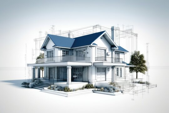 3d blueprint of a house with isolated background