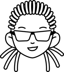 Cute Head Hiphop Man Black Skin Glasses Black Skin Line