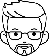 Cute Head Man Beard Glasses Hairstyle Set Line