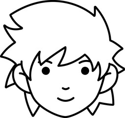 Cute Head Man Spiky Hairstyles Line
