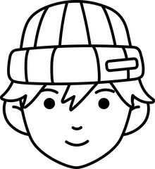 Cute Head Man Winter hat Line