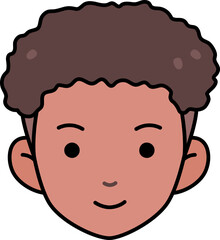 Cute Head Man Curly Hair Black Skin