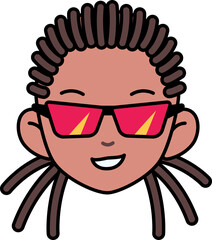 Cute Head Hiphop Man Black Skin Glasses Black Skin