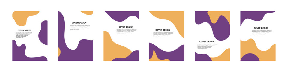 Abstract pattern background, purple, orange, vector simple art design cover, Colored pattern background, posters set
