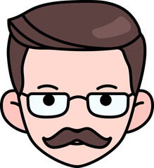 Obraz na płótnie Canvas Cute Head Gentleman Mustache Man Glasses
