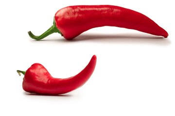 Red hot chili pepper isolated on a white background.
