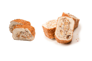 Sweet roll with nuts, turkish sweets.