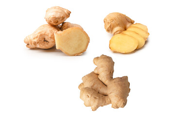 Ginger root isolated on white background.