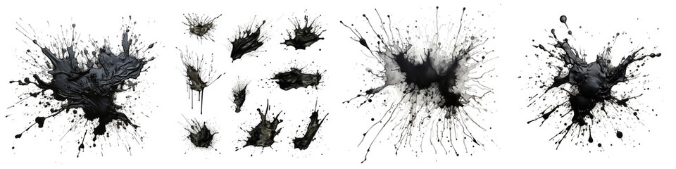 detailed ink splats Hyperrealistic Highly Detailed Isolated On Transparent Background Png File - obrazy, fototapety, plakaty
