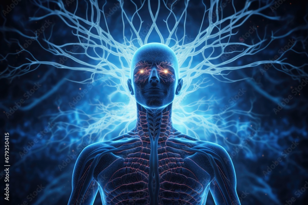 Poster unveiling the glowing brain and the power of artificial intelligence generative ai