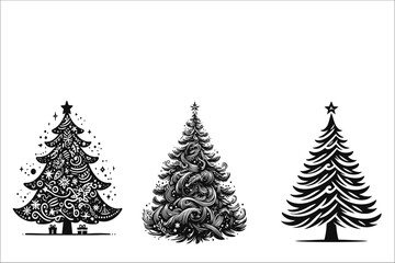 Obraz premium Yuletide Harmony: Whimsical Christmas Tree Illustration