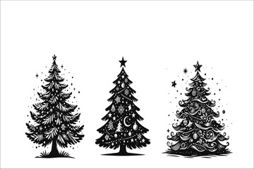 Magical Christmas: Ornate Trees in Vector Splendor