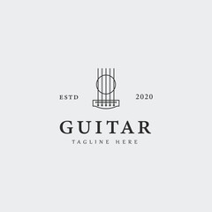 guitar line art logo vector illustration template graphic design