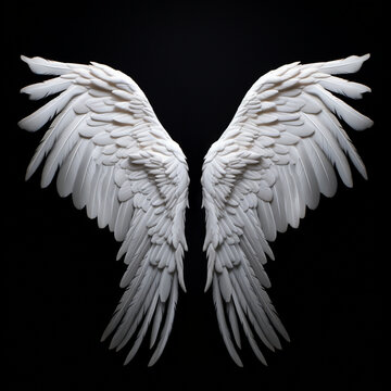 fondo con detalle de alas de angel con plumas de color blanco, sobre fondo de color negro