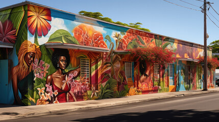 Obraz na płótnie Canvas A building with colorful graffiti