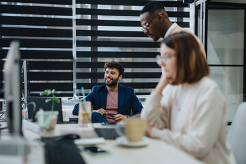 Successful Business Team Collaborating in Modern Office Setting with Global Expansion Strategy and Financial Analysis