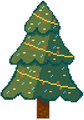 Christmas tree pixel art illustration