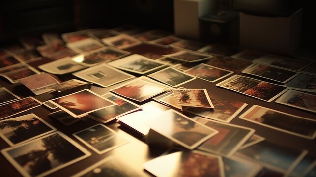 A table full of photography collection print. Capture memory print.