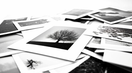 Set of photo collection prints black and white. Nature collection prints.