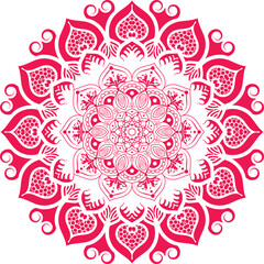 Ornamental mandala with pink color arabesque floral pattern islamic east style Mandala, square  lace ornament in oriental style.