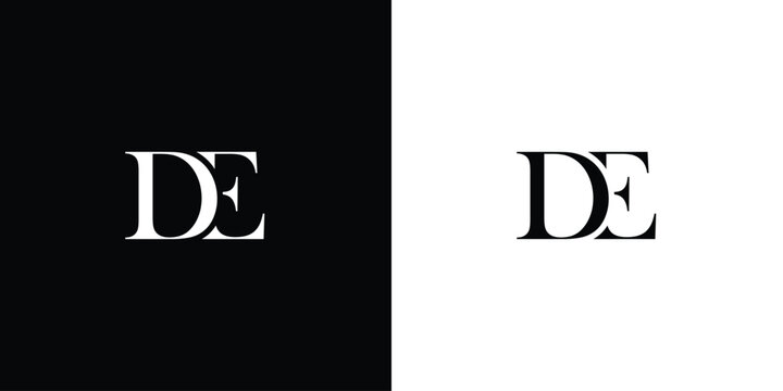 Abstract letter DE or ED Letter Logo Design Template Vector in black and white color