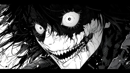 Horror anime manga art, background illustration design