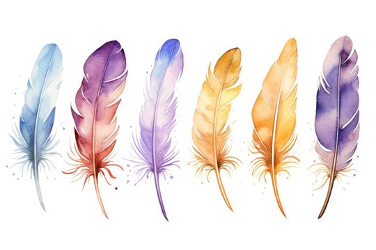 Air bright graphic element vintage illustration watercolor artistic design art bird vibrant feather
