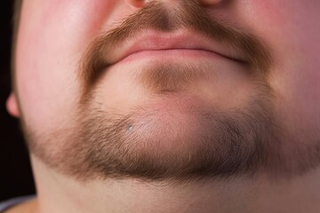 Obraz premium Man young guy person human male mouth closeup face lip adult skin caucasian beard