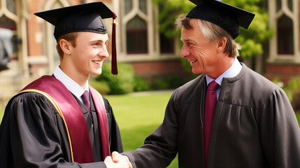 Pictures of the atmosphere at a university graduation ceremony. Emotions: happiness, pride, joy, delight.