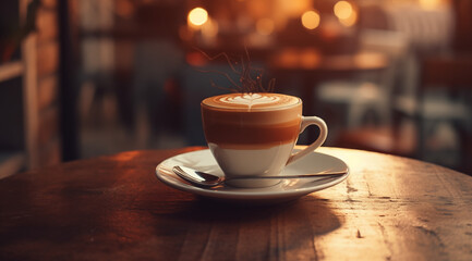 Obraz premium Espresso in a coffee shop at night