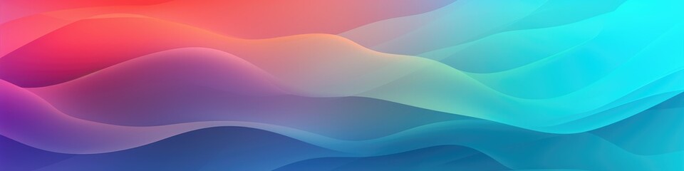 Mesmerizing banner of flowing waves and ripples showcasing a seamless grandation of orange, purple, pink, and blue hues, creating a captivating and smooth color spectrum. - obrazy, fototapety, plakaty