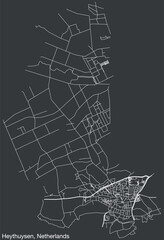 Detailed hand-drawn navigational urban street roads map of the Dutch city of HEYTHUYSEN, NETHERLANDS with solid road lines and name tag on vintage background