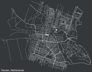 Detailed hand-drawn navigational urban street roads map of the Dutch city of VLEUTEN, NETHERLANDS with solid road lines and name tag on vintage background