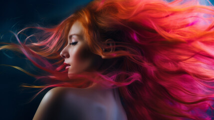 Sensual fine art beauty portrait of a red haired young woman