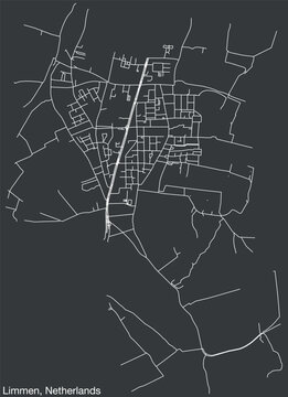 Detailed hand-drawn navigational urban street roads map of the Dutch city of LIMMEN, NETHERLANDS with solid road lines and name tag on vintage background