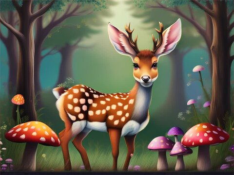森の中の小鹿｜fawn in the forest Generative AI