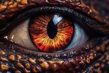 Fototapeta premium Dragon lizard reptile green face eye eyesight pupil close animal nature closeup macro