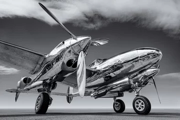 Zelfklevend Fotobehang historical fighter plane on a runway © frank peters