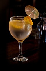 Gin cocktail on pub counter